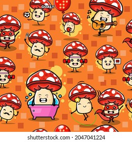 Cute Seamless Pattern, Cartoon Vector Illustration, Isolated Background