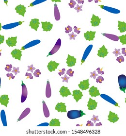 Cute seamless pattern with cartoon vegetables eggplant