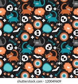 Cute seamless pattern with cats