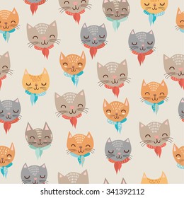 Cute seamless pattern with cats. 
