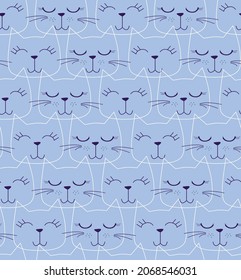 Cute seamless pattern with cats.
Hand drawn kids backgorund for textile,  fashion, wrapping paper, graphic tees