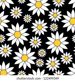 Cute seamless pattern with chamomiles