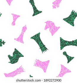 Cute seamless pattern with chess pieces isolated on white background. Fun hand drawn chess piece with doodle drawing. Flat fabric design . Strategy board game concept. Trendy vector illustration