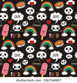  Cute seamless pattern for children with funny panda