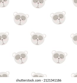 Cute seamless pattern for children with funny panda. Smile characters