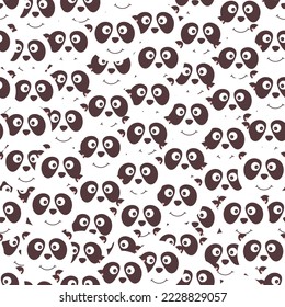 Cute seamless pattern for children with funny panda. Smile characters. 