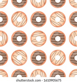 Cute seamless pattern with chocolate donuts.