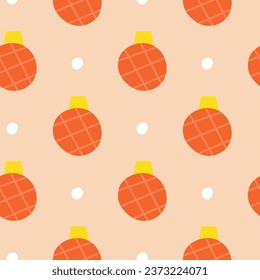 Cute seamless pattern with Christmas balls. Minimalist Scandinavian New year background.