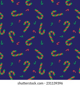 cute seamless pattern christmas candy cane dark blue background vector