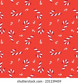 cute seamless pattern christmas candy cane red background vector