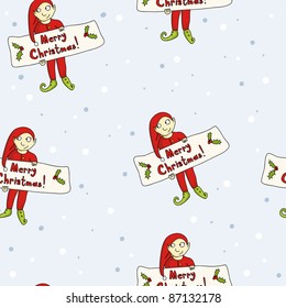 cute seamless pattern with a christmas gnome in vector