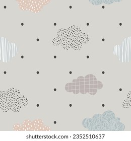 Cute seamless pattern with clouds for baby textiles, wrapping paper and cards