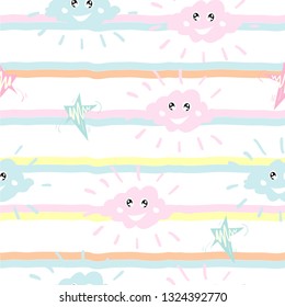 cute seamless pattern clouds illustration vector