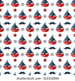 Cute seamless pattern with color paper boats. Vector illustration for baby,childish design