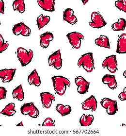 cute seamless pattern. Color vector romantic background. Illustration with lips. Valentines day theme. Isolated elements.