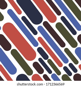 Cute seamless pattern of colored diagonal stripes on a white background. Vector image. Design for textiles, packaging paper, and notebook covers.