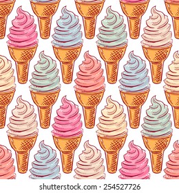 cute seamless pattern with colored ice cream