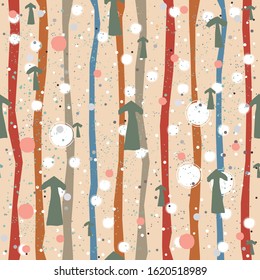 Cute Seamless Pattern with colorful arrows on paper background with stripes. Hand Drawn. vector Illustration.