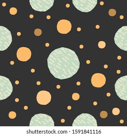 Cute Seamless Pattern with colorful ball on dark background with stripes. Hand Drawn. vector Illustration.