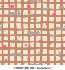 Cute Seamless Pattern with colorful ball on paper background with stripes. Hand Drawn. vector Illustration.