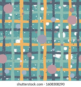 Cute Seamless Pattern with colorful ball on paper background with stripes. Hand Drawn. vector Illustration.