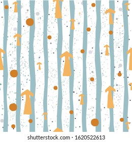 Cute Seamless Pattern with colorful ball on paper background with stripes. Hand Drawn. vector Illustration.