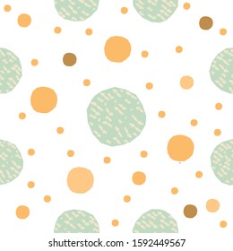 Cute Seamless Pattern with colorful blue ball on paper background with stripes. Hand Drawn. vector Illustration.