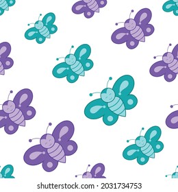 Cute seamless pattern with colorful butterflies. Abstract Vector illustration