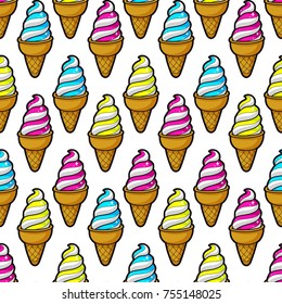 cute seamless pattern of colorful cartoon ice cream. vector illustration