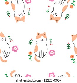Cute seamless pattern colorful cat vector.