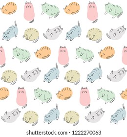 Cute seamless pattern colorful cat vector.