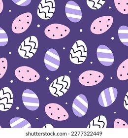 Cute seamless pattern with colorful Easter eggs. Modern minimalist background.