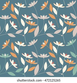 Cute seamless pattern with colorful flowers and leaves can be used for design fabric, wrapping paper, package, covers, linen and more designs.