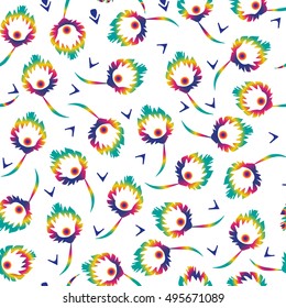 Cute seamless pattern with colorful flowers in vector. Floral background. Seamless print design. Floral wallpapers