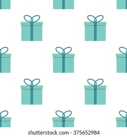 Cute seamless pattern with colorful gifts on white background.