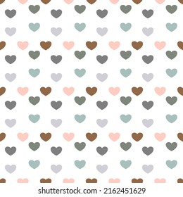 Cute seamless pattern with colorful heart on white background for decoration,print,wallpaper,wrapping paper,fabric,clothes and apparel.