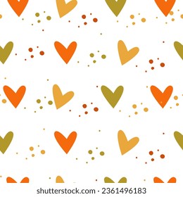 cute seamless pattern with colorful hearts vector picture in doodle style 