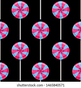 Cute seamless pattern of colorful lollipops. Vector illustration