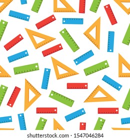 Cute seamless pattern with colorful ruler