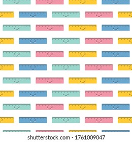 Cute seamless pattern with cute colorful sleeping ruler. Vector illustration. Happy cartoon character
