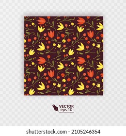 Patrón impecable con flores pequeñas coloridas. Flores pequeñas sobre fondo oscuro, formato vectorial