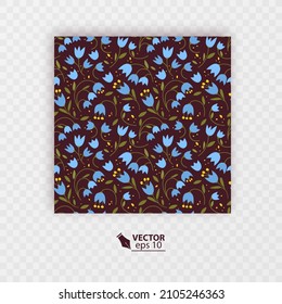Cute seamless pattern with colorful small flowers. Small flowers on Dark background, vector format