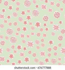 Cute seamless pattern with colorful stylized stars or snowflakes. Childish texture for fabric, textile, wrapping paper. Vector Illustration