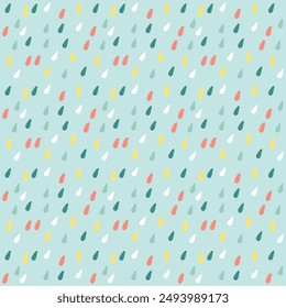 Cute Seamless Pattern With Colorful Water Rain Drops Childish Texture For Fabric Textile Vector