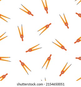 lindo patrón sin costuras con brújula sobre fondo blanco, suministros escolares, productos para la creatividad, de vuelta a la escuela