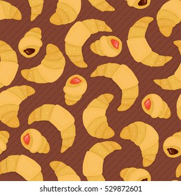 Cute seamless pattern with croissants. Butter sweets. Pattern.