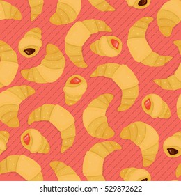 Cute seamless pattern with croissants. Butter sweets. Pattern.