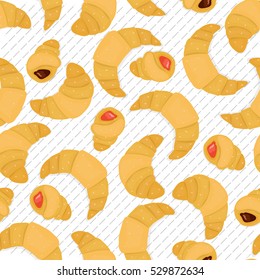 Cute seamless pattern with croissants. Butter sweets. Pattern.