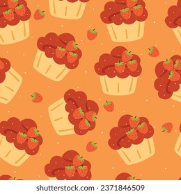 cute seamless pattern cute cupcake. food design with wallpaper for kids, textile, fabric print