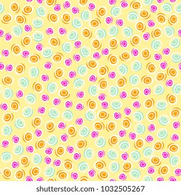 cute seamless pattern with curls, polka pastel tones